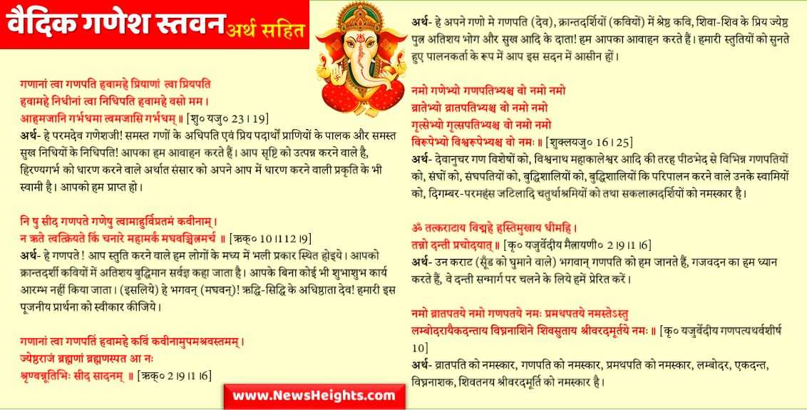 Vaidik Ganesh Stavan arth sahit in hindi